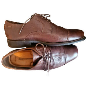 Johnston & Murphy Flex Brown Pebbled Leather Cap Toe Oxfords Shoes 8.5 M